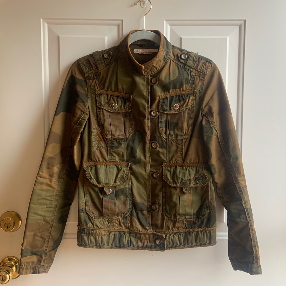 Camouflage jacket with elbow patches